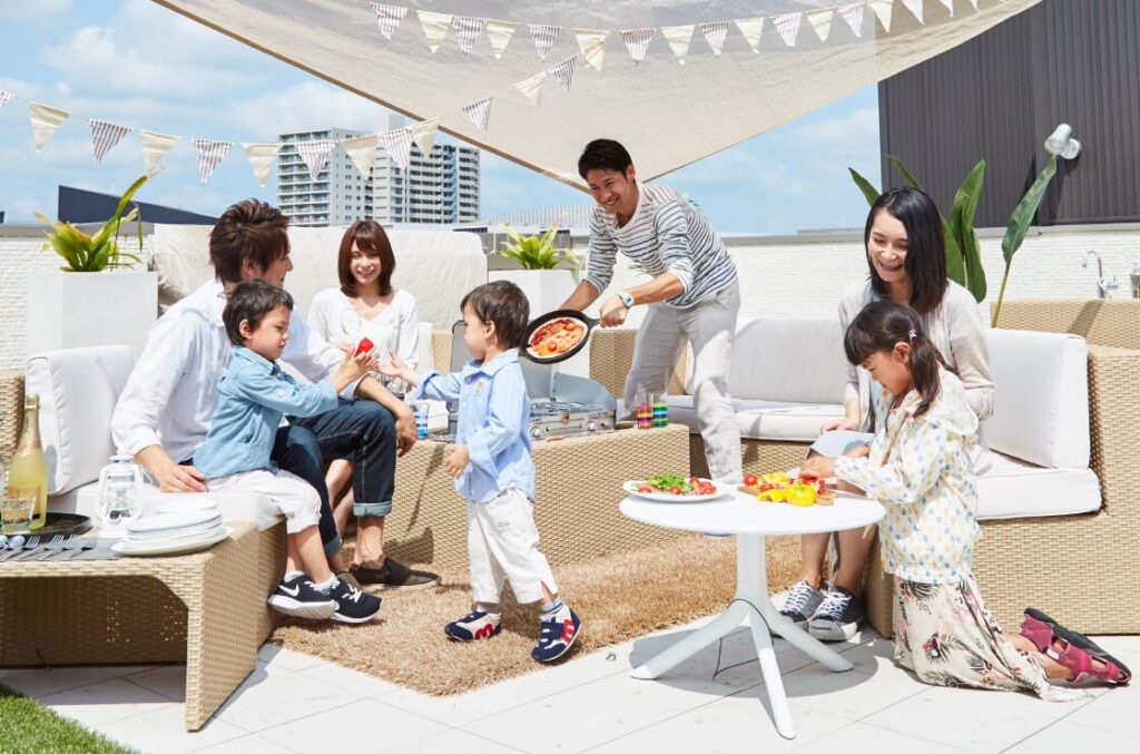 桧家住宅の青空リビング(屋上庭園)のイメージ図